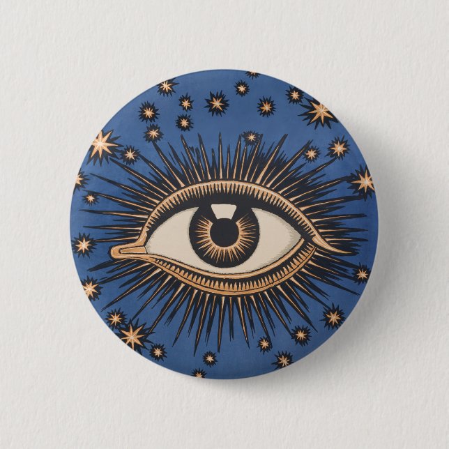 Eye Stars Moon Celestial Nouveau 2 Inch Round Button (Front)