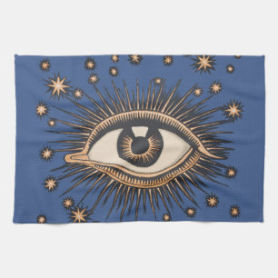 Eye Stars Moon Celestial Nouveau Kitchen Towel