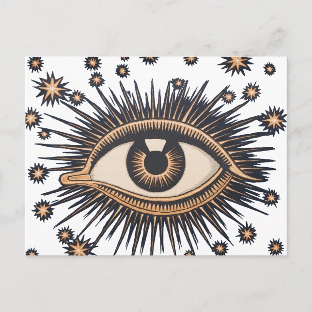 Eye Stars Moon Celestial Nouveau Postcard (Front)