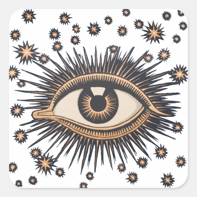 Eye Stars Moon Celestial Nouveau Square Sticker (Front)