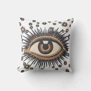 Eye Stars Moon Celestial Nouveau Throw Pillow