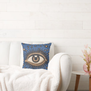 Eye Stars Moon Celestial Nouveau Throw Pillow