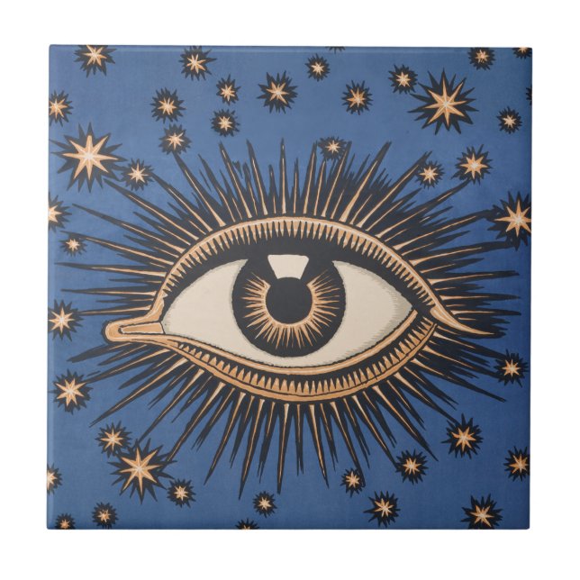 Eye Stars Moon Celestial Nouveau Tile (Front)