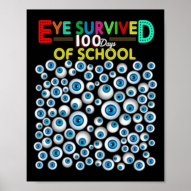 Eye Survived 100 Days Of School Teacher Kids Stude Poster (Front)