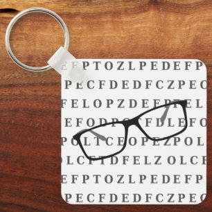 Eye Test Chart and Specs Monogram Optician Keychain
