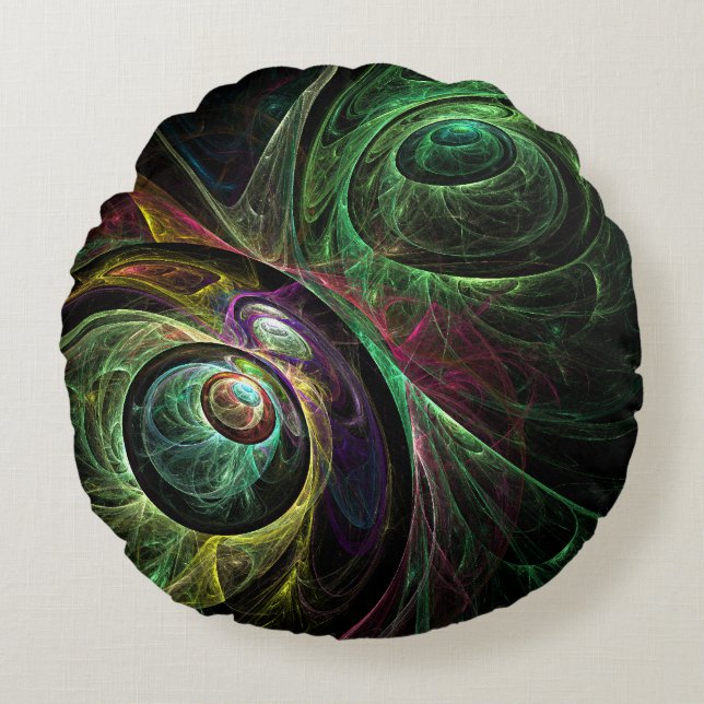 Eye to Eye Abstract Art Round Pillow (Front)