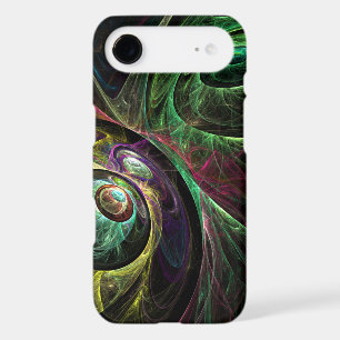 Eye to Eye Modern Fractal Green Gold Abstract Art