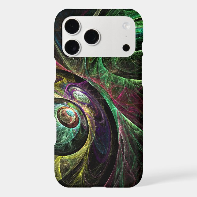 Eye to Eye Modern Fractal Green Gold Abstract Art  (Verso)