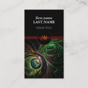 Eye to Eye Modern Fractal Green Gold Abstract Art  Business Card