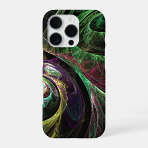 Eye to Eye Modern Fractal Green Gold Abstract Art iPhone 16 Pro Case