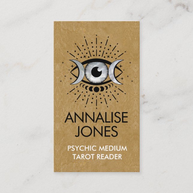 Eye - Triple Moon - Black and Pearl Business Card (Front)