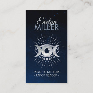 Eye - Triple Moon  in Silver and Pearl Business Card