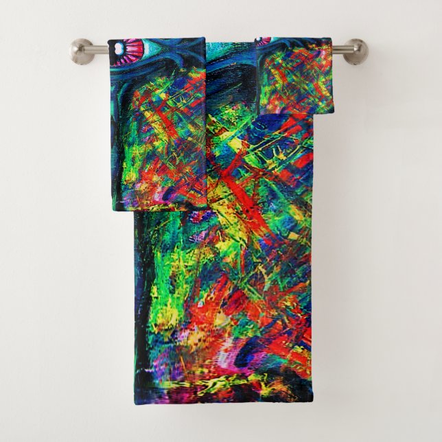 Eye Twisted and Trippy Painting Bath Towel Set (Insitu)