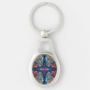 Eye Twisted and Trippy Painting blue Keychain