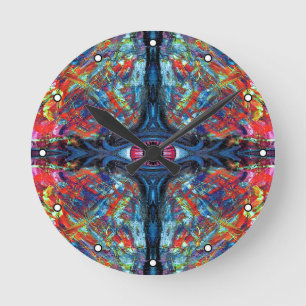 Eye Twisted and Trippy Painting blue with Dots Round Clock