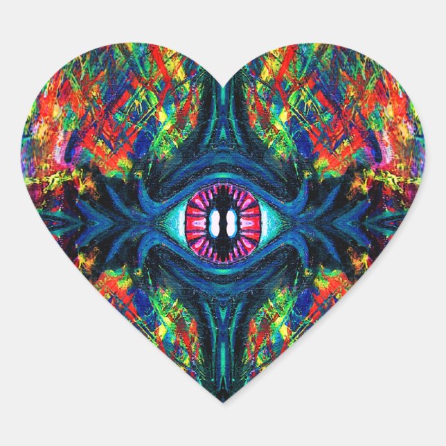 Eye Twisted and Trippy Painting Heart Sticker (Front)