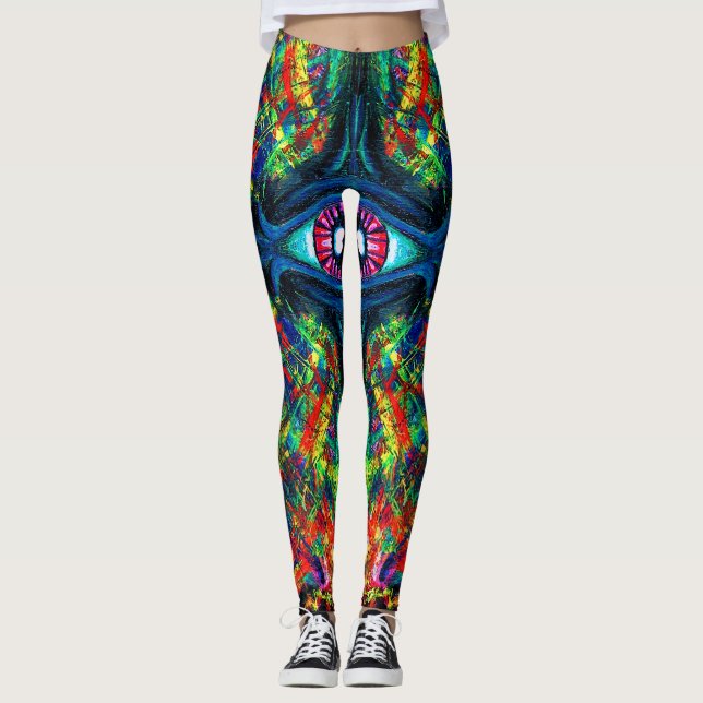 Eye Twisted and Trippy Painting Leggings (Front)