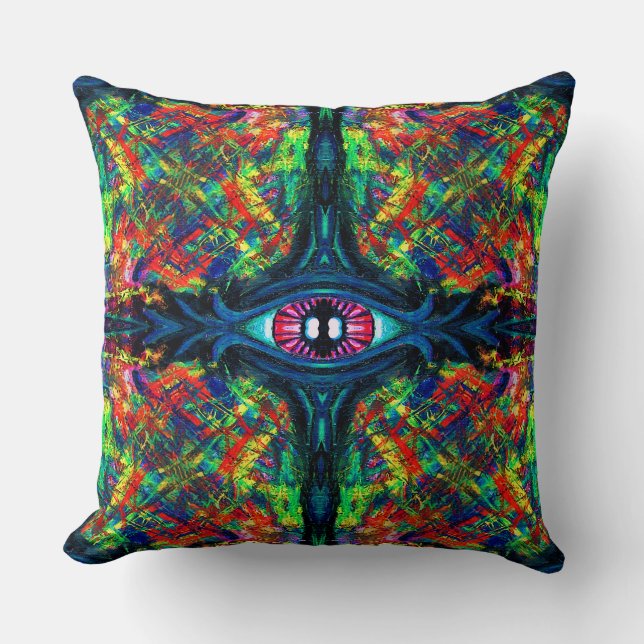 Eye Twisted and Trippy Painting Throw Pillow (Front)