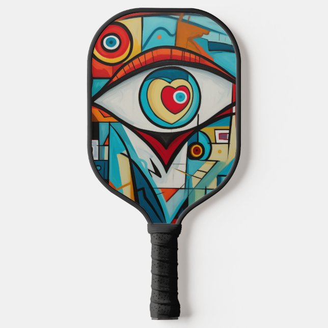 Eye Valentine Heart Love Art Deco Pickleball Paddle (Front)