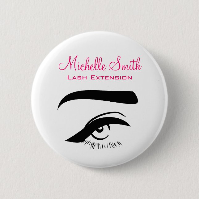 Eye with eyeliner lash extension branding 2 inch round button (Front)
