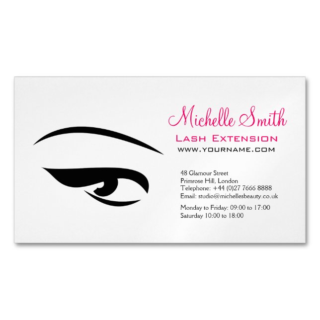 Eye with eyeliner lash extension branding 	Magnetic business card (Front)