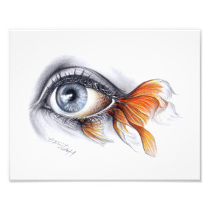 Eye with fish tail Surreal art Photo print