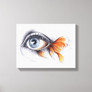 Eye with fish tail Surreal art Wrapped canvas