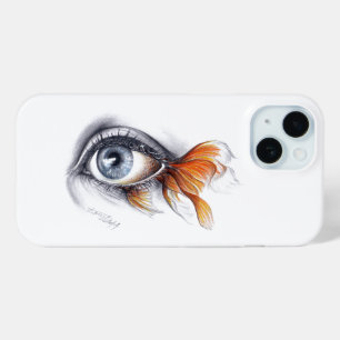 Eye with fish tail Surreal drawing art iPhone 15 Case