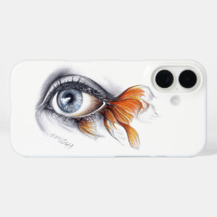 Eye with fish tail Surreal drawing art iPhone 16 Case