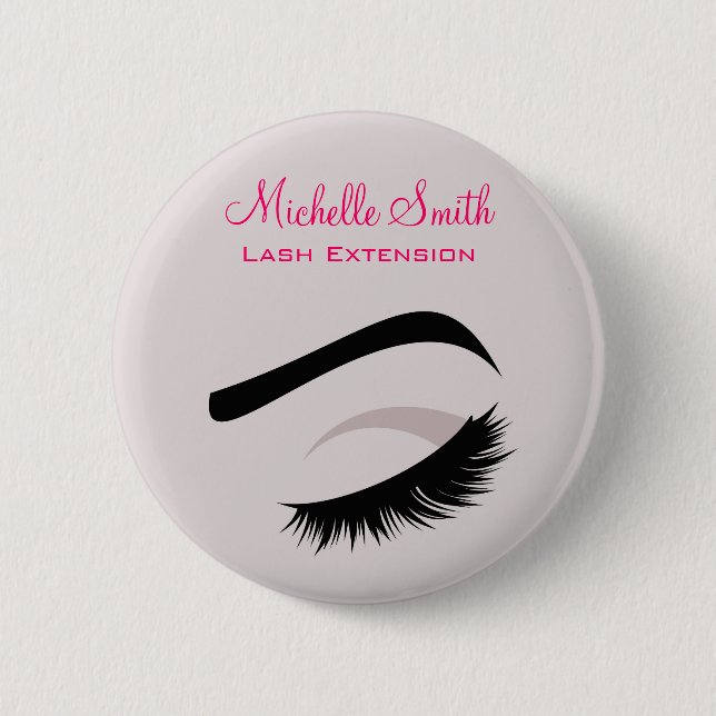 Eye with long lashes lash extension branding 2 inch round button (Front)