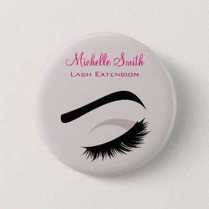 Eye with long lashes lash extension branding 2 inch round button