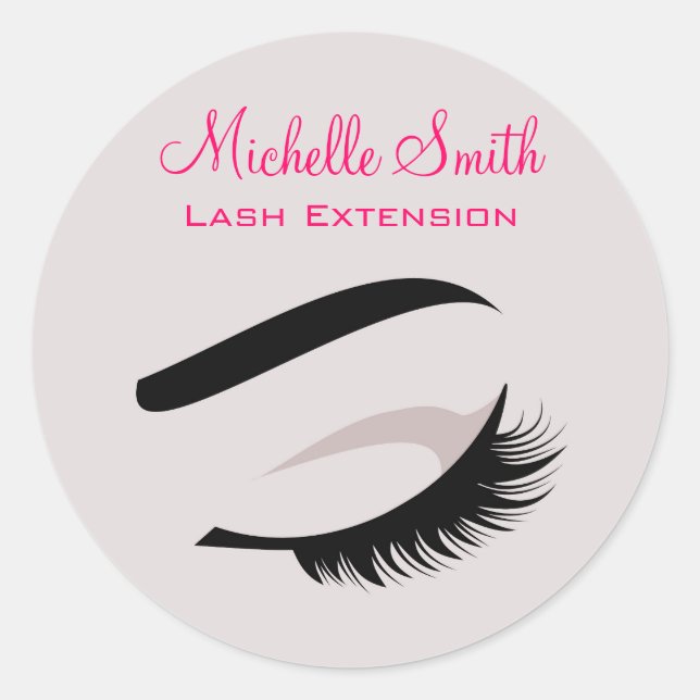 Eye with long lashes lash extension branding classic round sticker (Front)