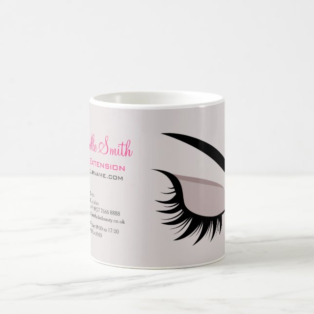 Eye with long lashes lash extension branding coffee mug (Center)