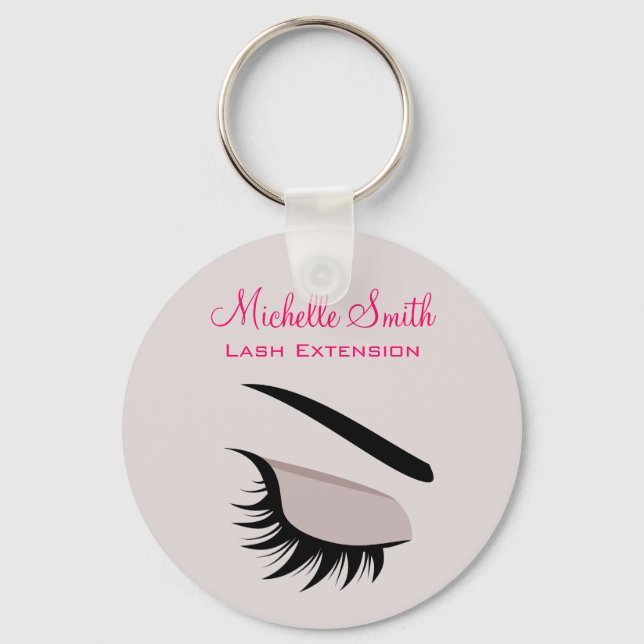 Eye with long lashes lash extension branding keychain (Front)
