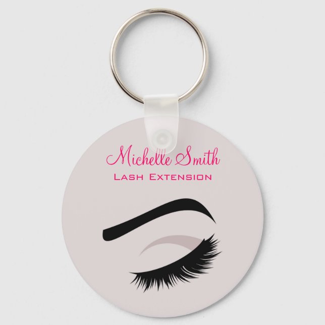 Eye with long lashes lash extension branding keychain (Front)