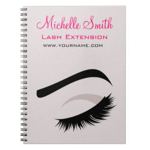 Eye with long lashes lash extension branding notebook