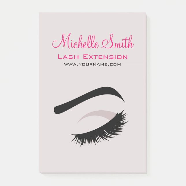 Eye with long lashes lash extension branding post-it notes (Front)