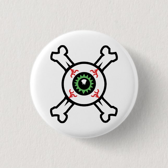 Eyeball and Crossbones for light backgrounds 1 Inch Round Button (Front)