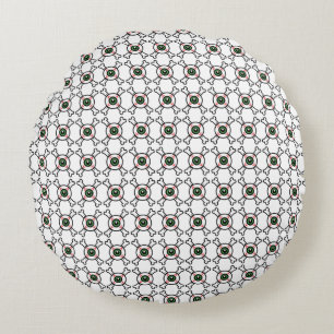 Eyeball and Crossbones (light backgrounds) Cushio Round Pillow