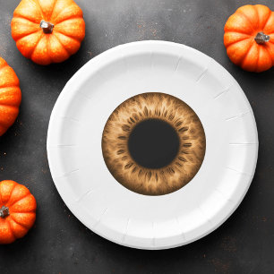 Eyeball brown iris eye funny prank joke Halloween Paper Plate