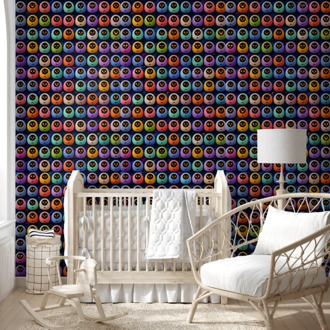 Eyeball pattern, colorful quirky wallpaper and fa (Kids)