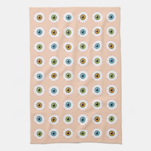 Eyeball Pattern Creepy Bloodshot Halloween Eyes Kitchen Towel