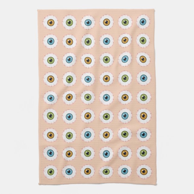 Eyeball Pattern Creepy Bloodshot Halloween Eyes Kitchen Towel (Vertical)