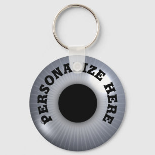 Eyeball silver grey black whimsical keychain