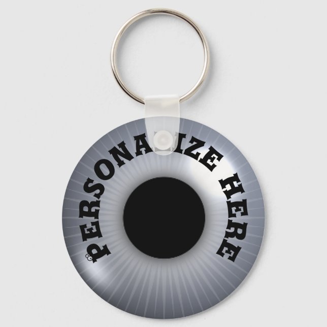 Eyeball silver grey black whimsical keychain (Front)