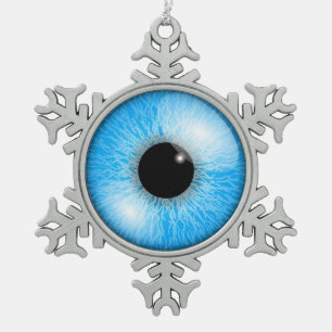 EYEBALL SNOWFLAKE PEWTER CHRISTMAS ORNAMENT
