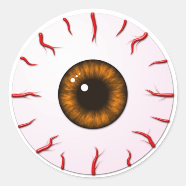 Eyeball with Orange Iris and Red Veins Classic Round Sticker (Front)