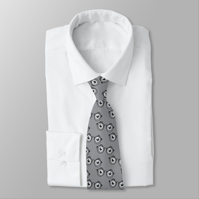 Eyeballs and Glasses On Gray Tie (Tied)