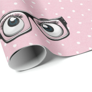 Eyeballs and Glasses on Polka Dots Wrapping Paper