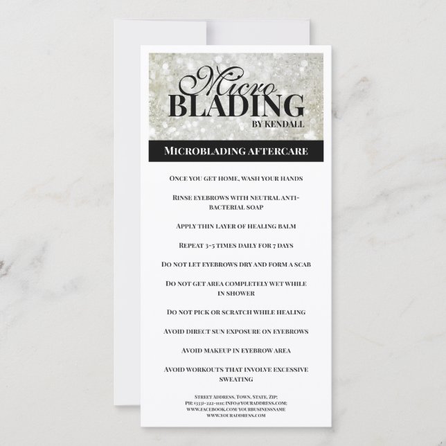 Eyebrow Aftercare Simple Black Platina Instruction Thank You Card (Front)